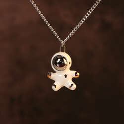 Floating Heart Astronaut Necklace