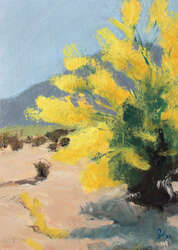 Painting of a palo verde blooming in the desert.